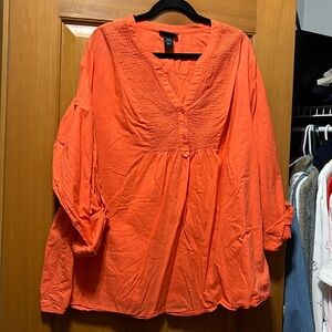 Orange boho top w long or short sleeves , only worn one time